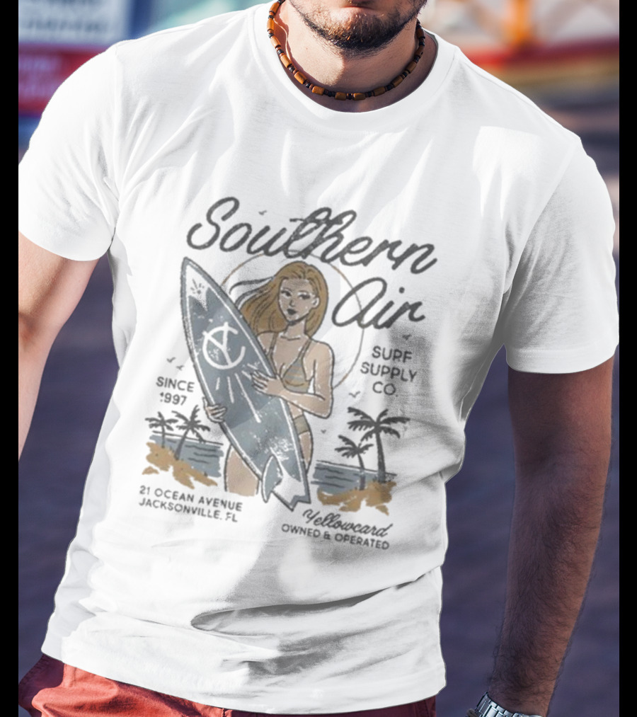 Southern Air Surf Supply Co Yellowcard Band 21 Ocean Avenue Jacksonville FL Since 1997 T-Shirt