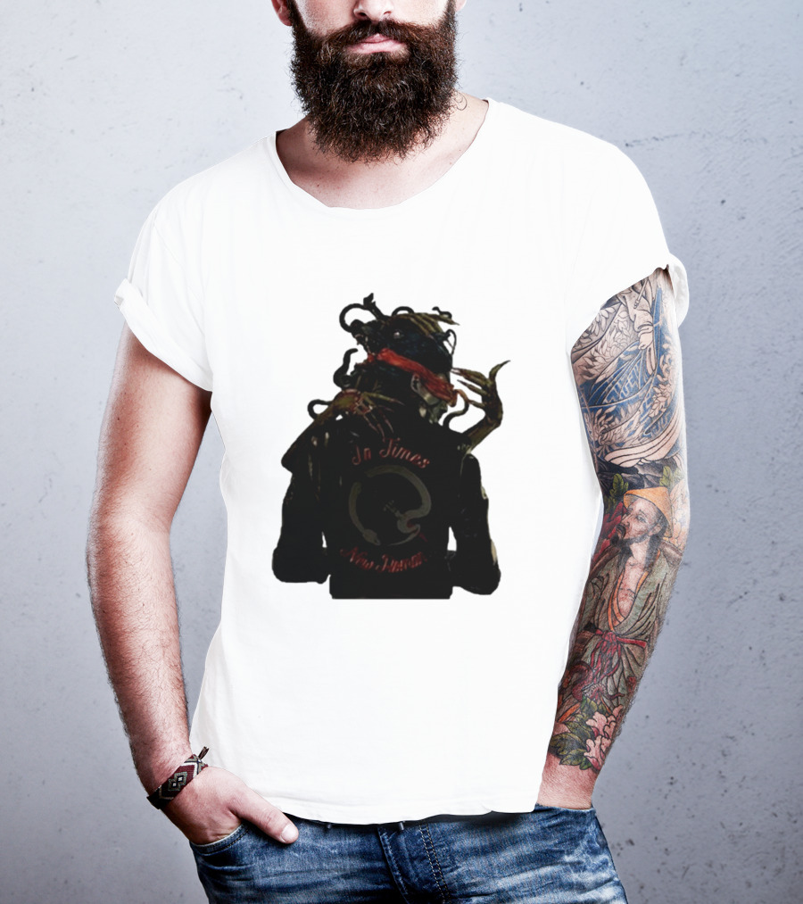QOTSA In Times New Roman Blindfolded Figure With Entangled Hands T-Shirt