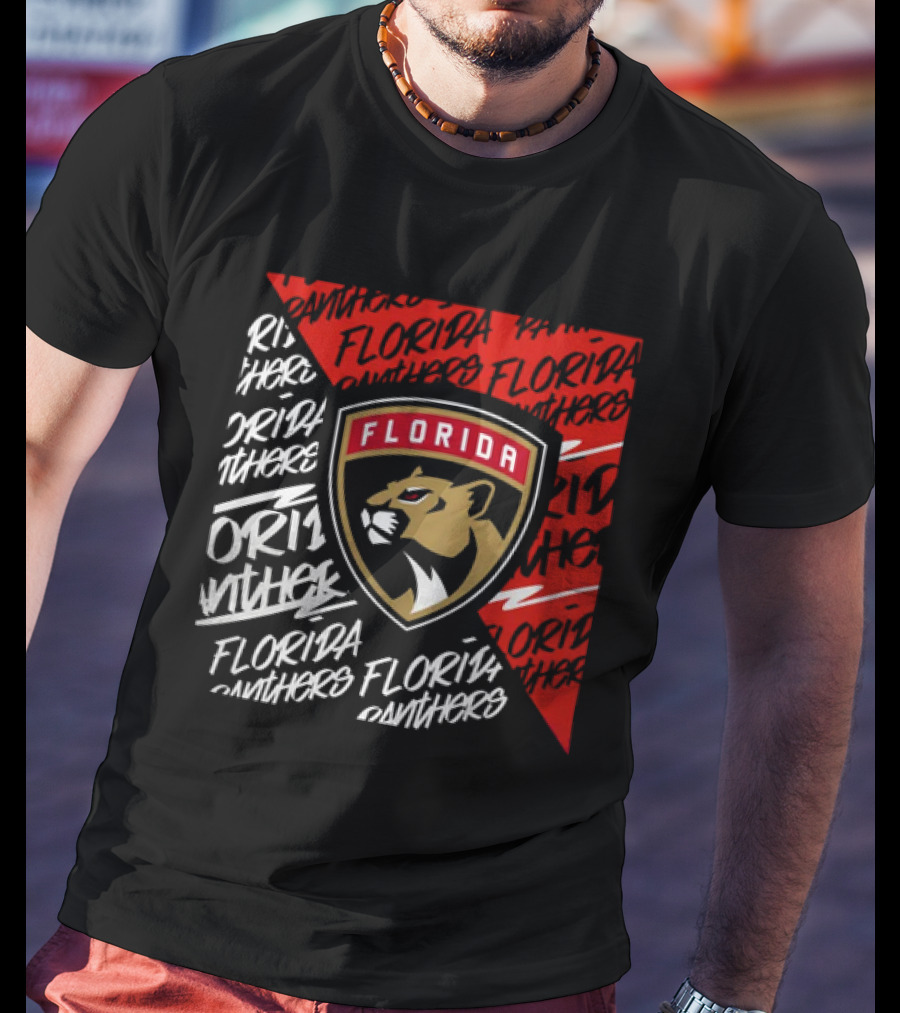 Florida Panthers Logo Text Florida Panthers Divide T-Shirt