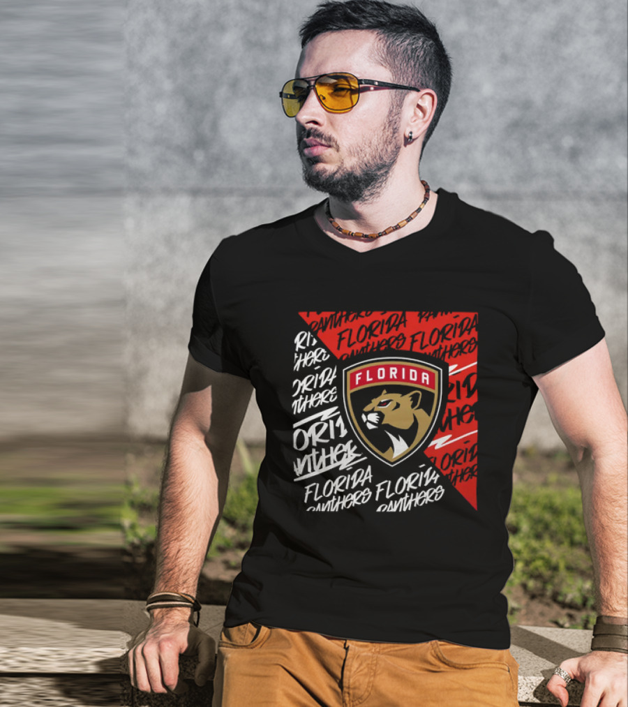 Florida Panthers Logo Text Florida Panthers Divide T-Shirt