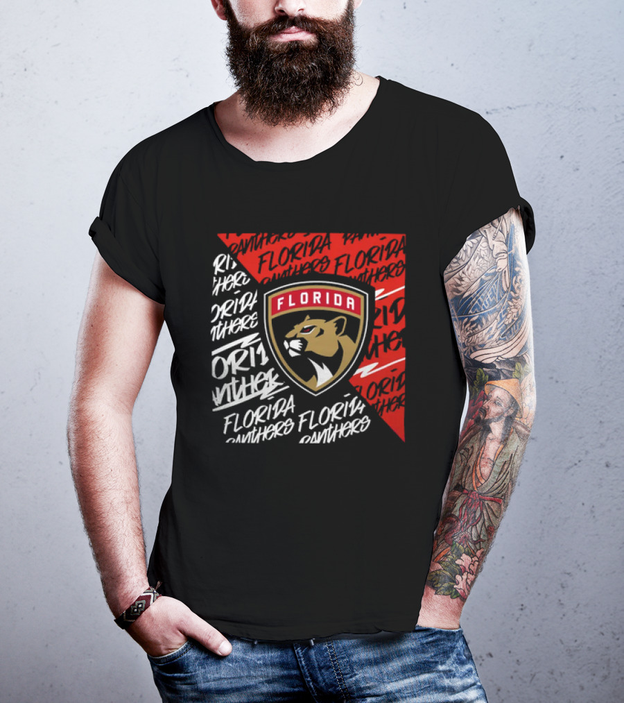 Florida Panthers Logo Text Florida Panthers Divide T-Shirt
