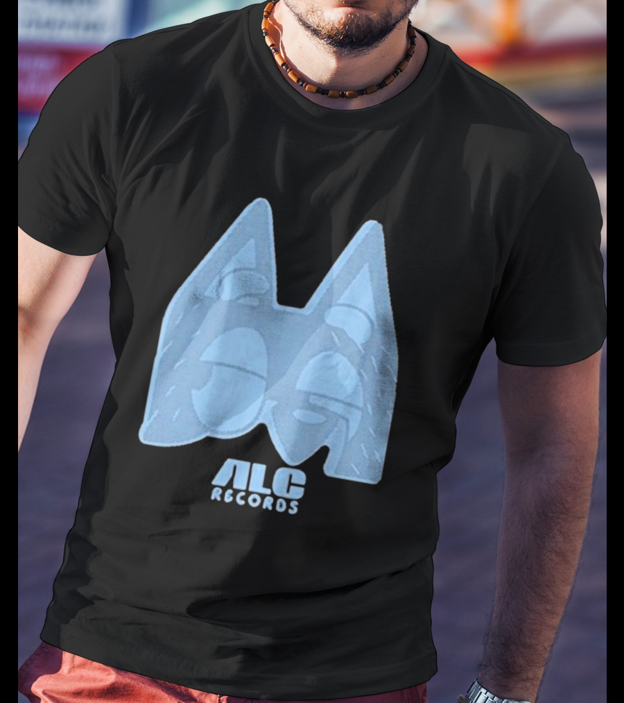 ALC Records Store Blue Cartoon Face Seasons Change T-Shirt