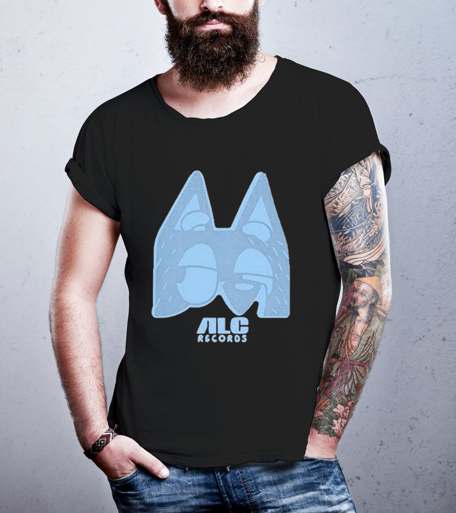 ALC Records Store Blue Cartoon Face Seasons Change T-Shirt