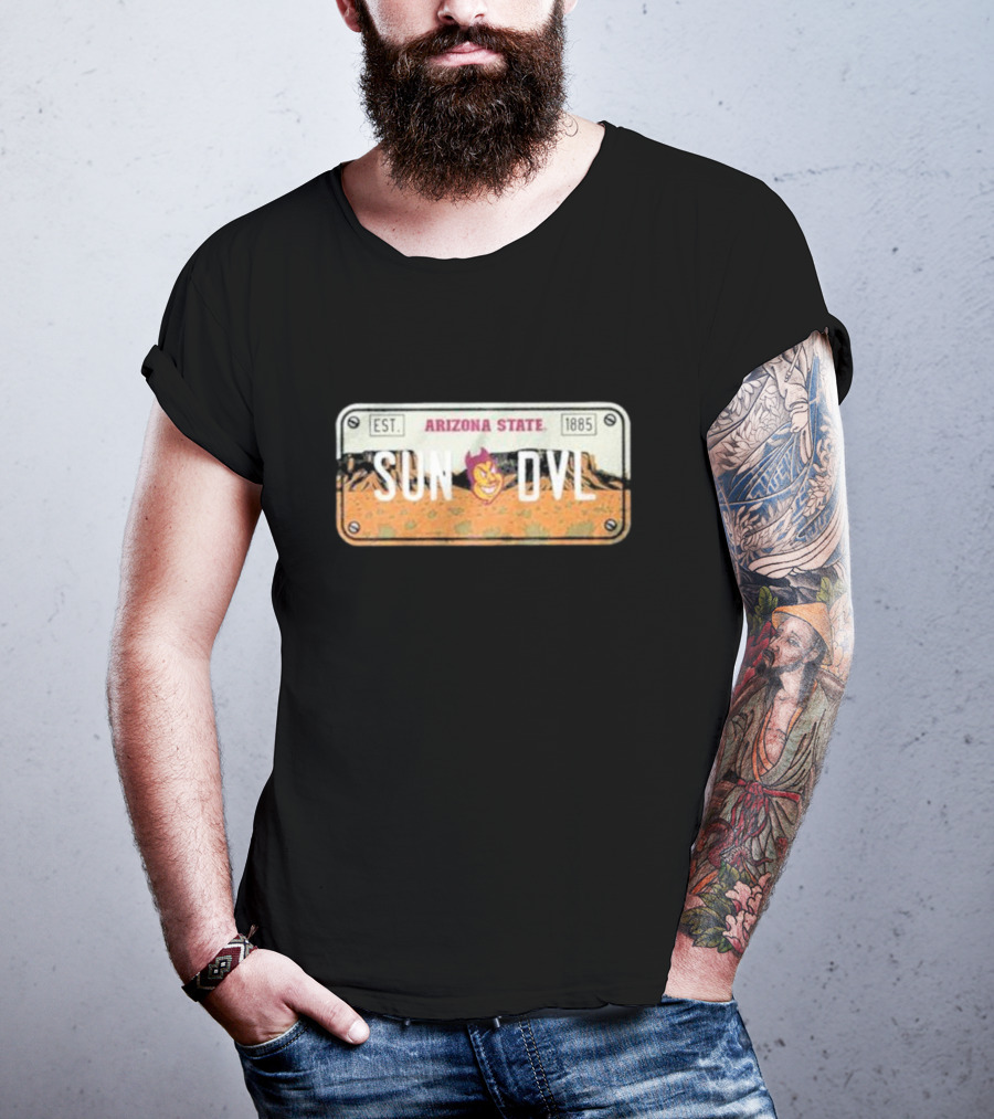 Arizona State Sun Devils Est 1885 License Plate T-Shirt