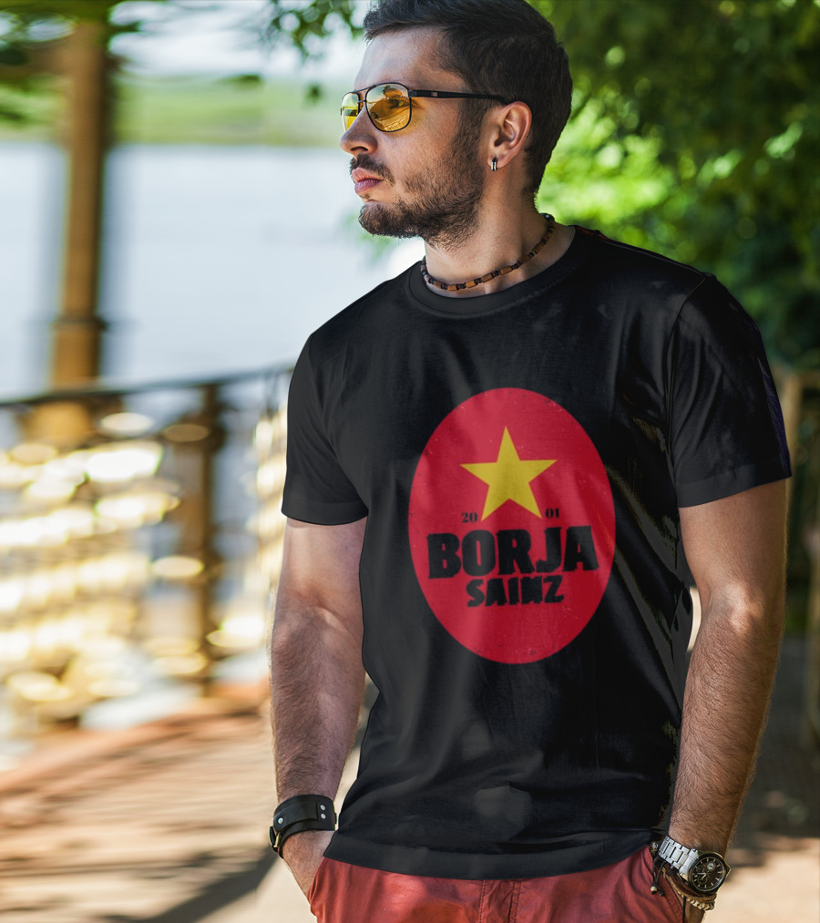 Borja Sainz 2001 Red Oval Yellow Star T-Shirt