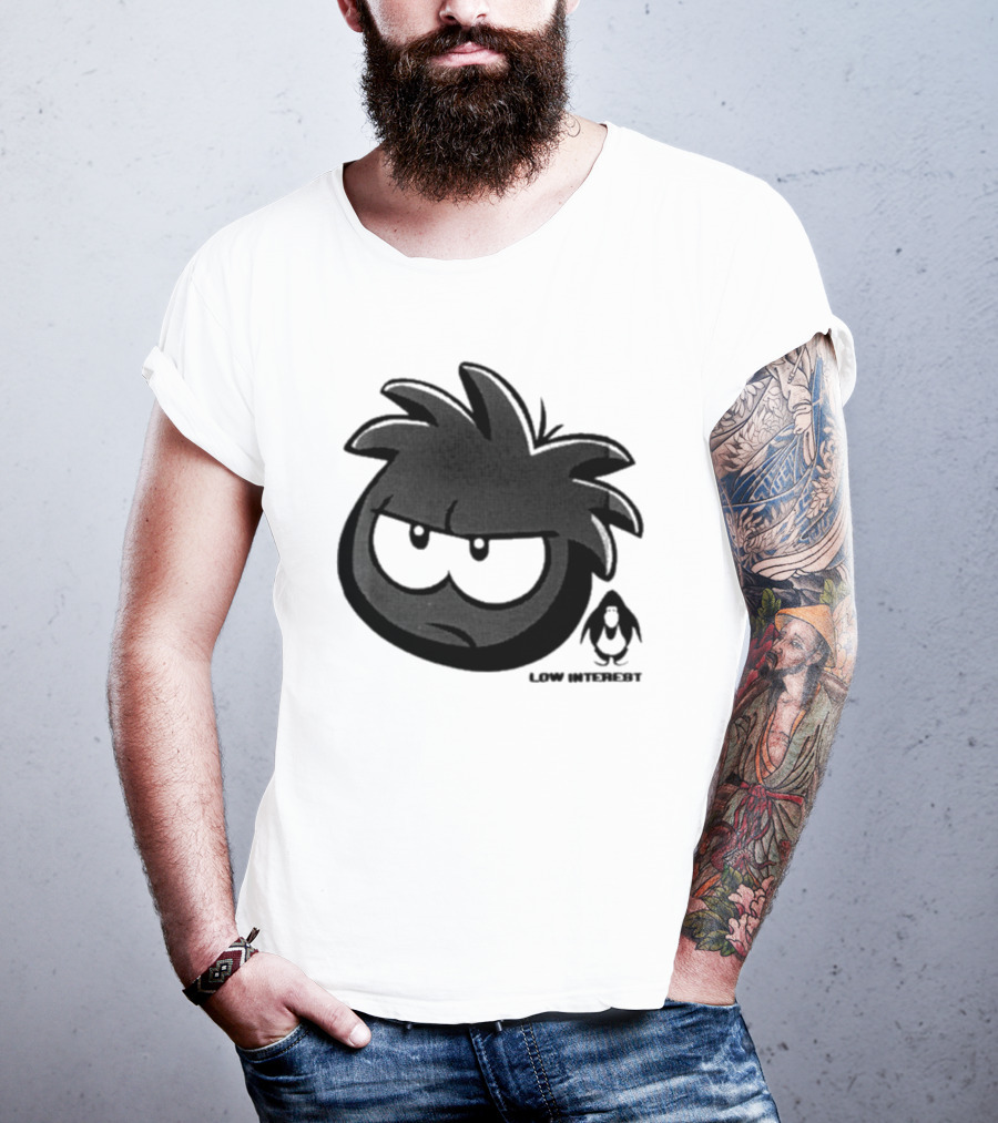 Low Interest Puffle Grumpy Face With Penguin T-Shirt