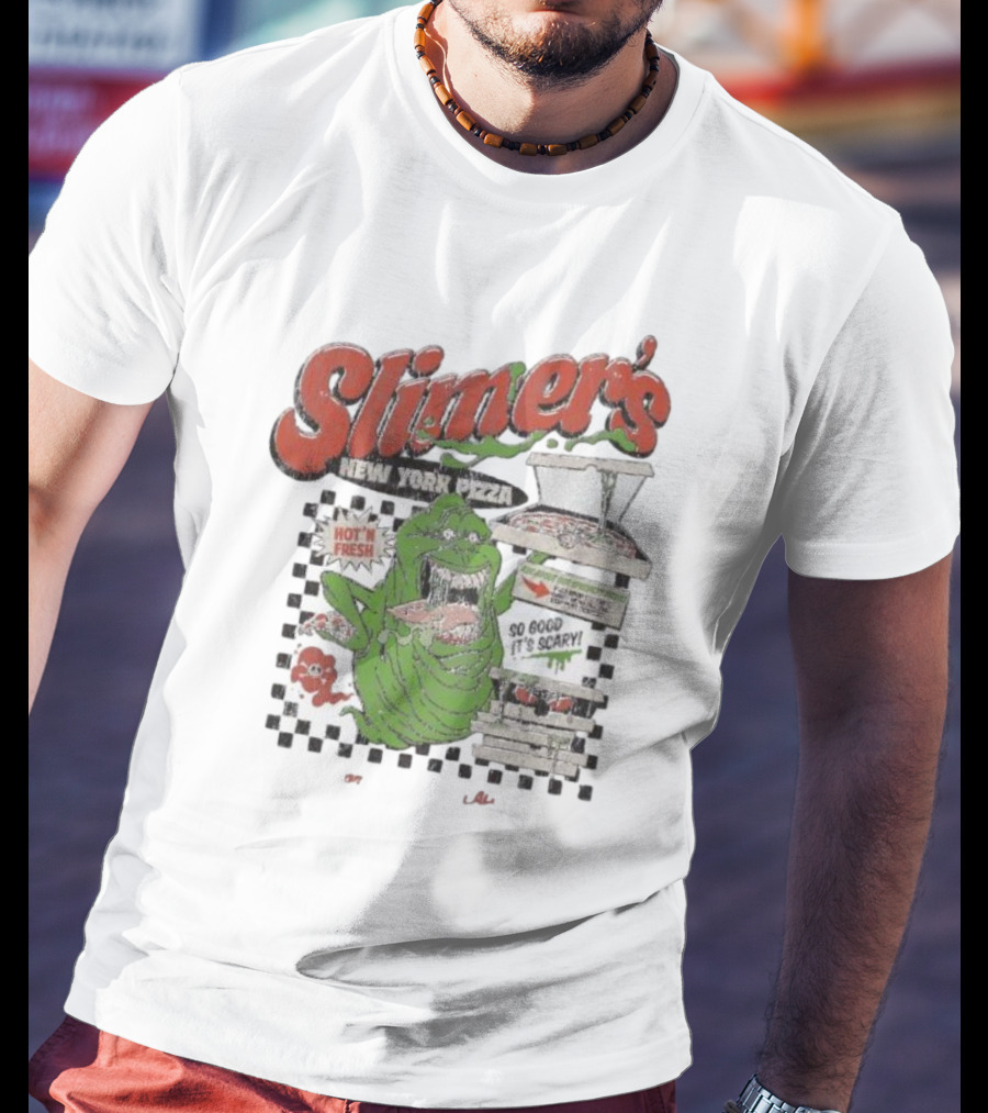 Slimer's New York Pizza Hot Fresh Delivery So Good It's Scary T-Shirt