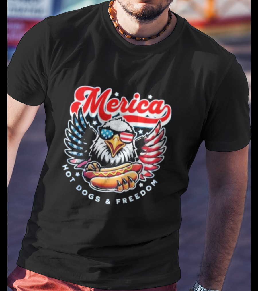 Merica American Eagle With Hot Dogs And Freedom T-Shirt