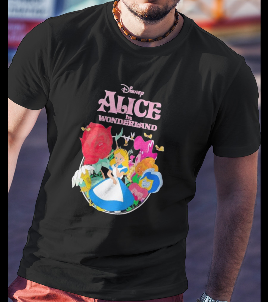 Disney Alice In Wonderland Flowers And Characters Classic T-Shirt