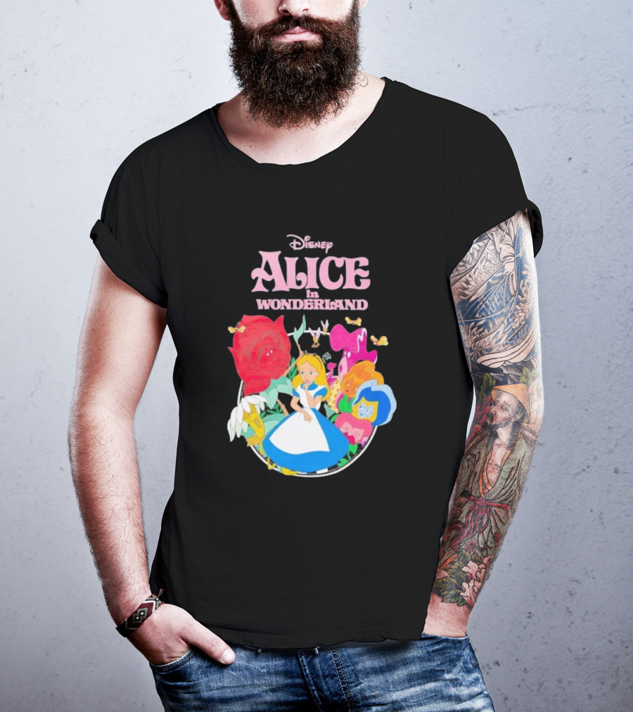 Disney Alice In Wonderland Flowers And Characters Classic T-Shirt