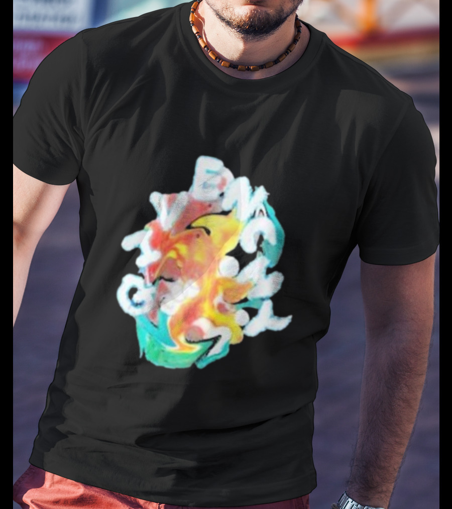 Louis Tomlinson Givenchy Psychedelic Oversized Top Colorful Swirl Text T-Shirt