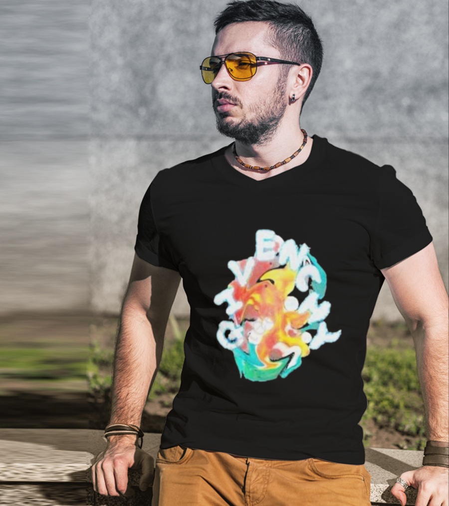 Louis Tomlinson Givenchy Psychedelic Oversized Top Colorful Swirl Text T-Shirt