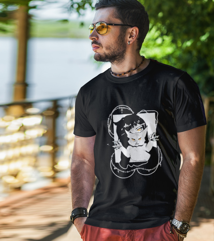 Aspens Cat Attack White Cat And Chains T-Shirt
