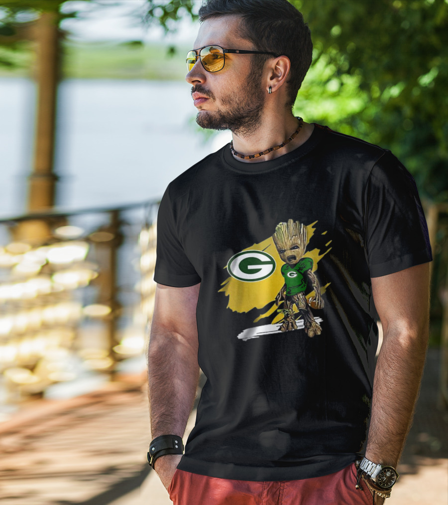 Baby Groot Green Bay Packers Football Fan T-Shirt