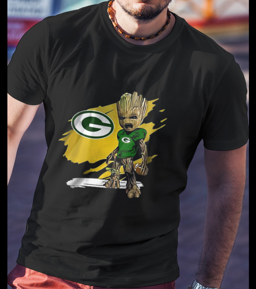 Baby Groot Green Bay Packers Football Fan T-Shirt