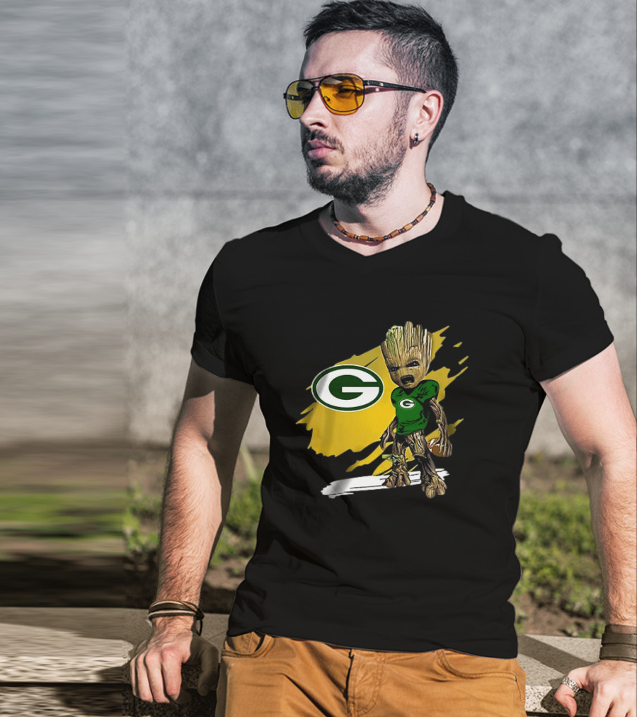 Baby Groot Green Bay Packers Football Fan T-Shirt