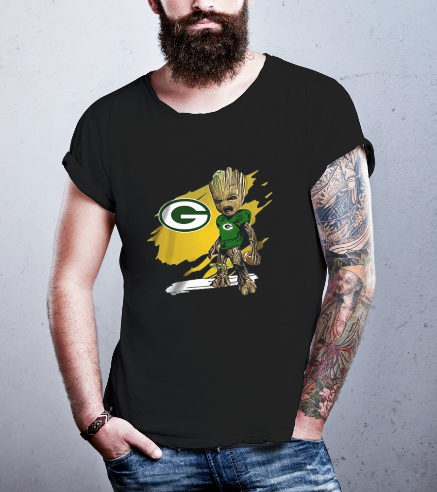 Baby Groot Green Bay Packers Football Fan T-Shirt