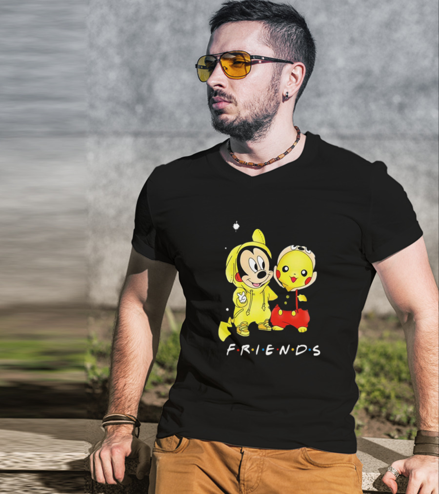 Baby Mickey Mouse And Pikachu Friends Christmas T-Shirt
