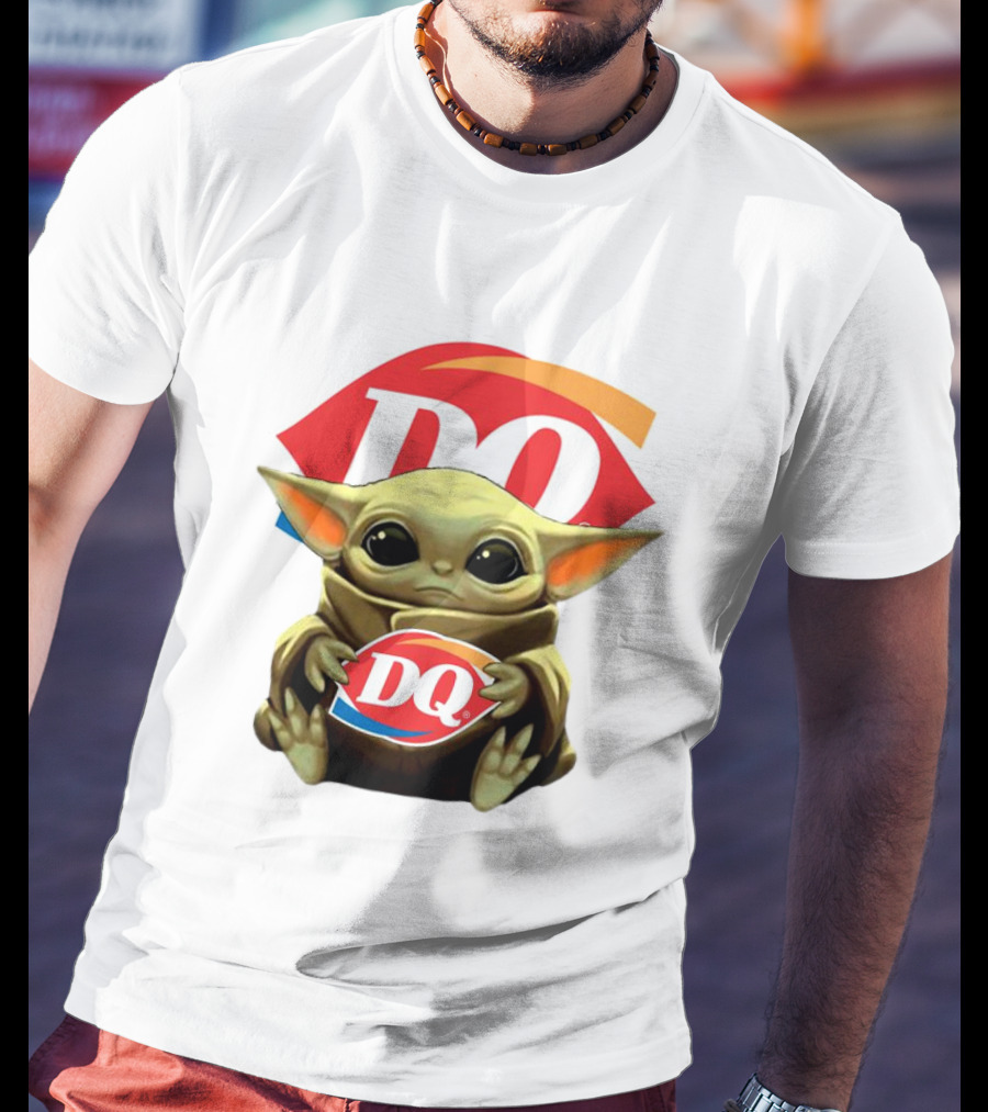 Baby Yoda With DQ Logo Hug T-Shirt