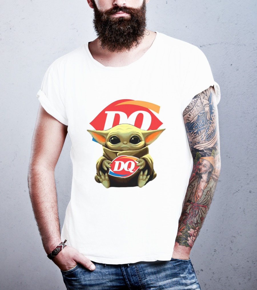 Baby Yoda With DQ Logo Hug T-Shirt