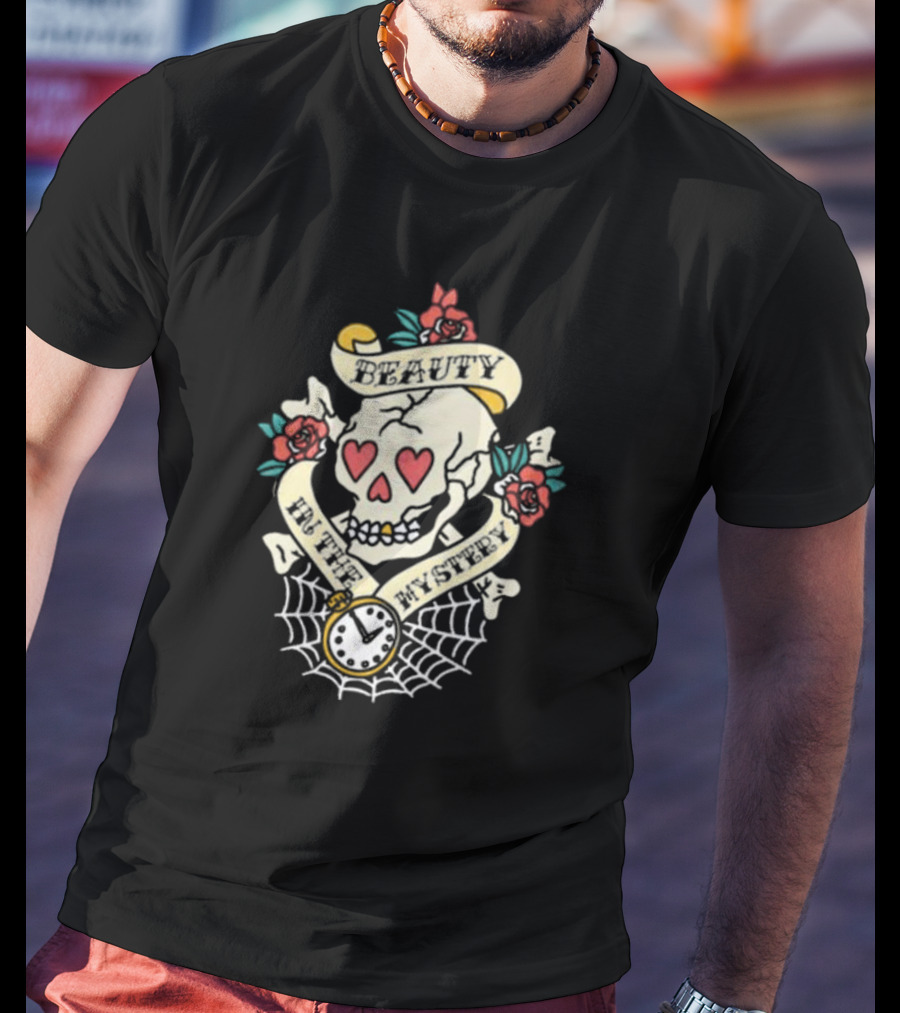 Beauty In The Mystery Skull Roses Clock Tattoo T-Shirt