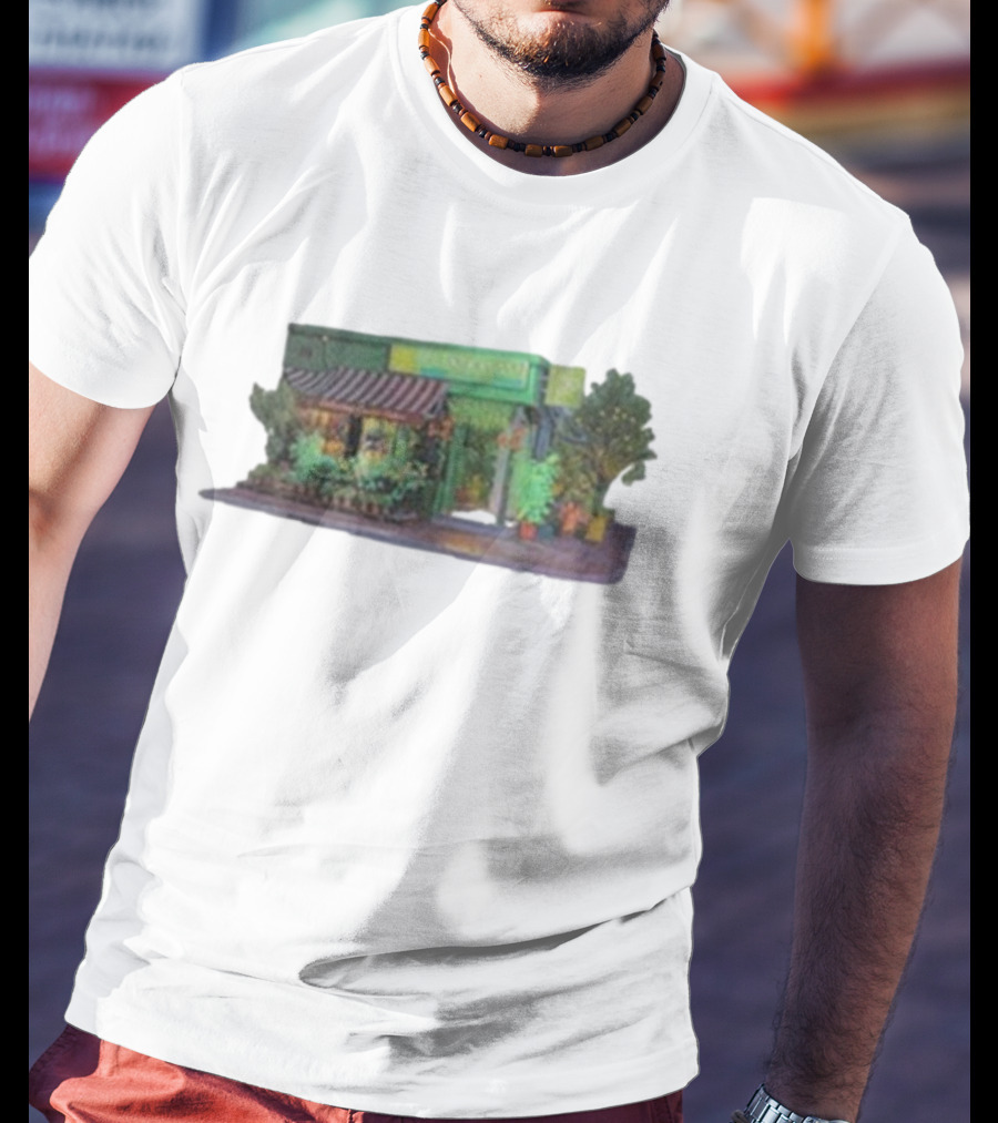Aplasticplant Botanic Corner Greenhouse Storefront Scene T-Shirt