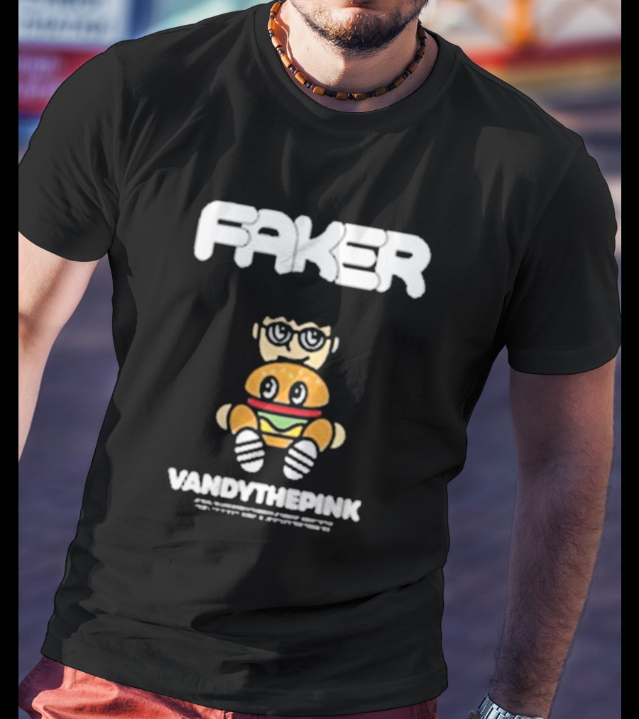 Faker Vandythepink Burger Character With Glasses T-Shirt