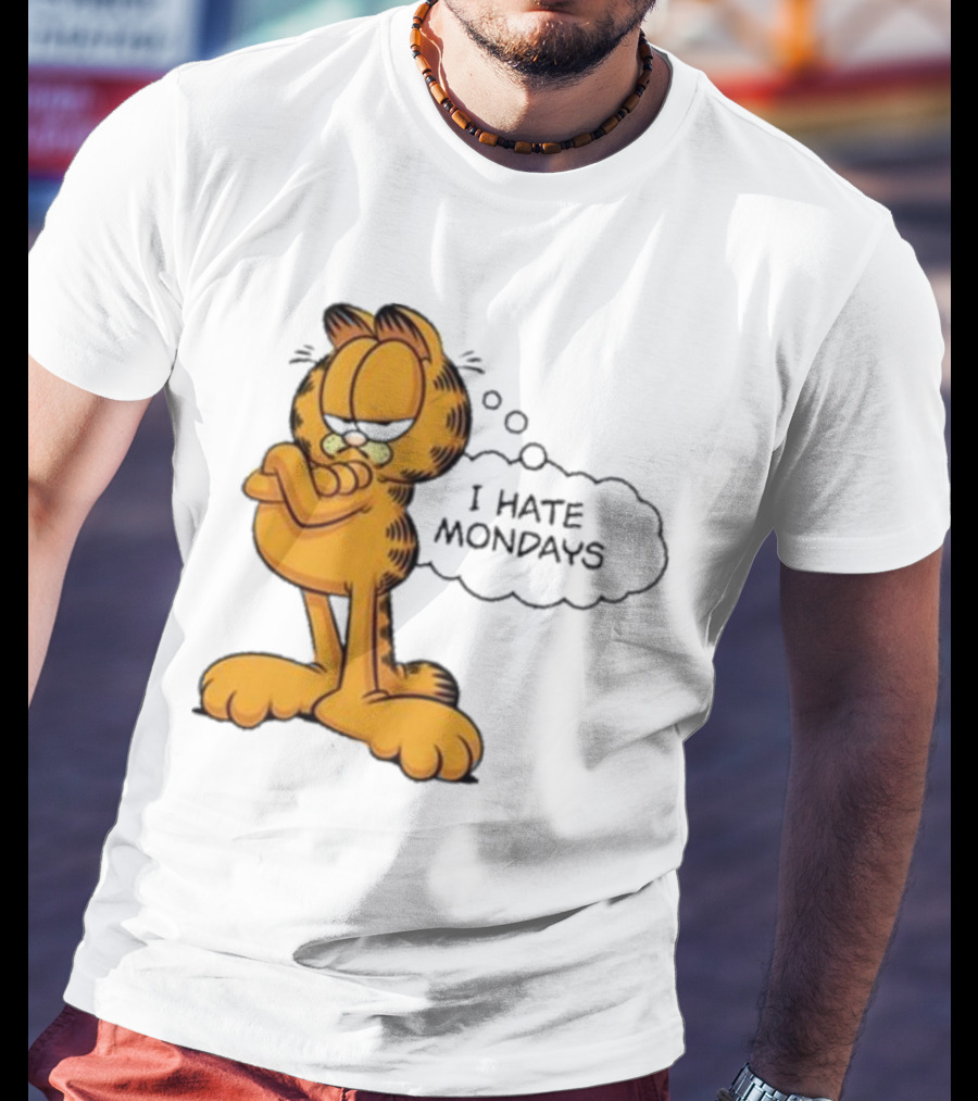 Garfield Comic Character Stating I Hate Mondays With Crossed Arms T-Shirt