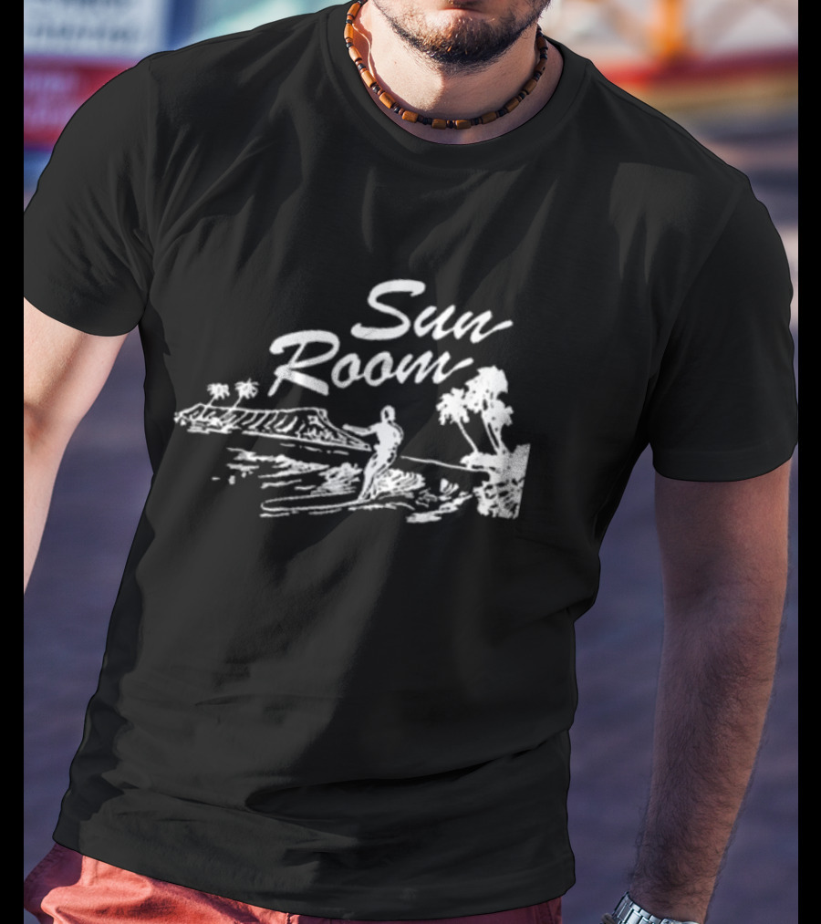 Sun Room Red Coastal Surfer Island Palms Scene T-Shirt