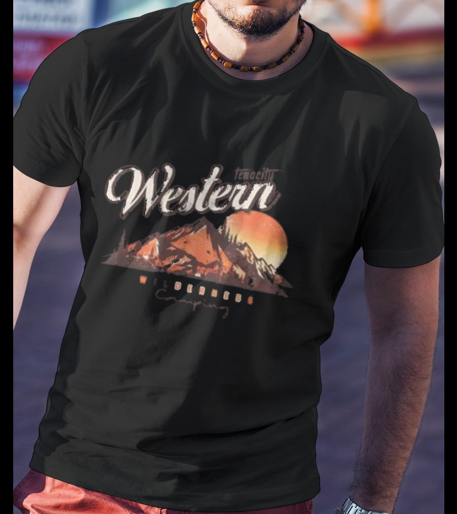 Western Tenacity Wilderness Camping Moonlit Mountains T-Shirt