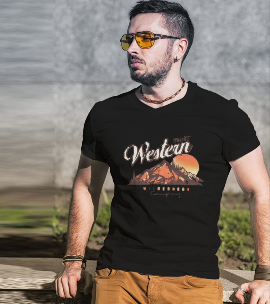 Western Tenacity Wilderness Camping Moonlit Mountains T-Shirt