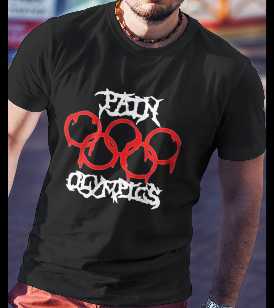 Pain Olympics Melted Rings Dripping Blood Effect T-Shirt