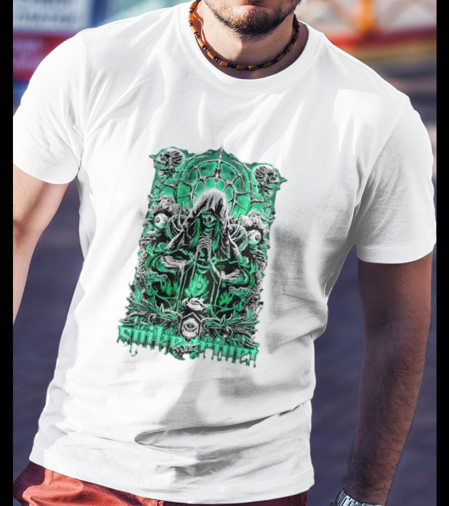 Soul Taker Spike Trivet Green Hooded Figure With Ornate Gothic T-Shirt