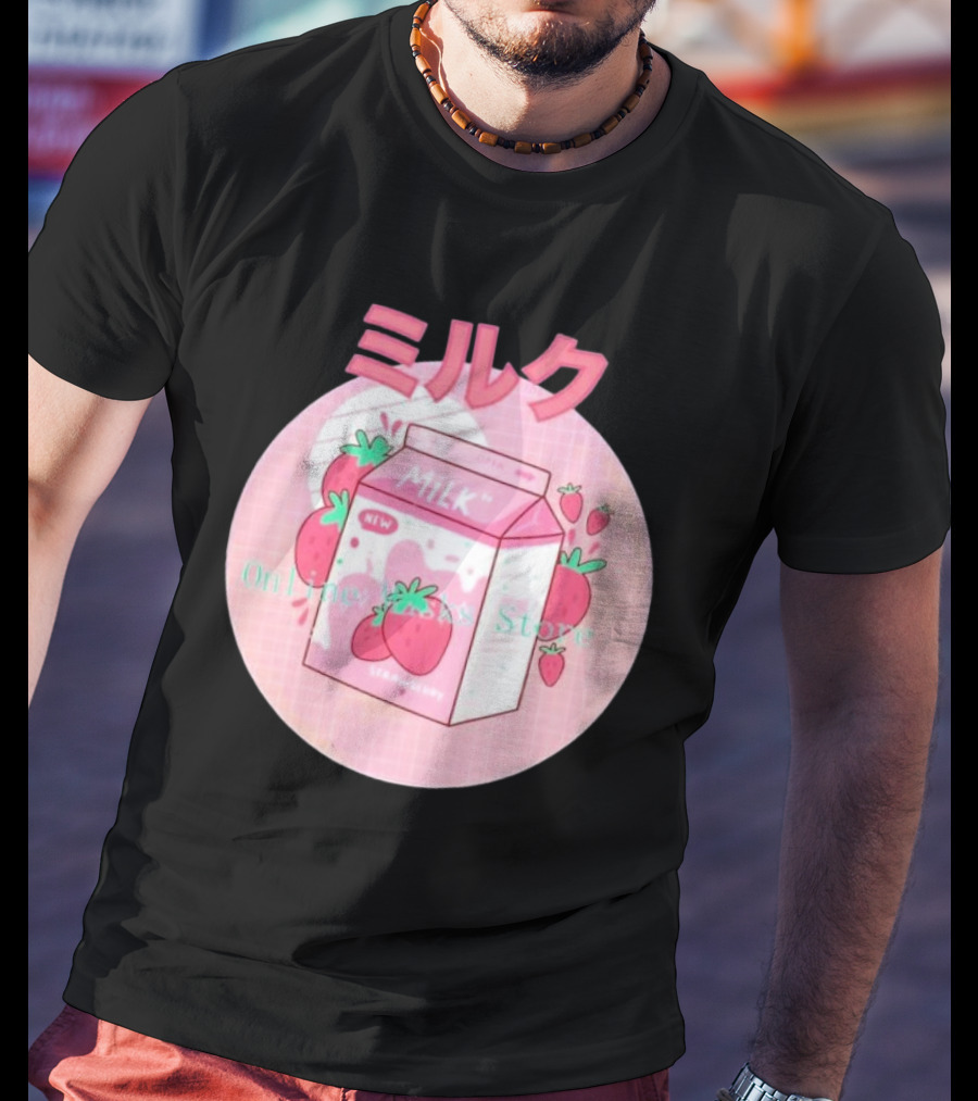 Strawberry Pink Milk Carton 90s ミルク Online Store T-Shirt