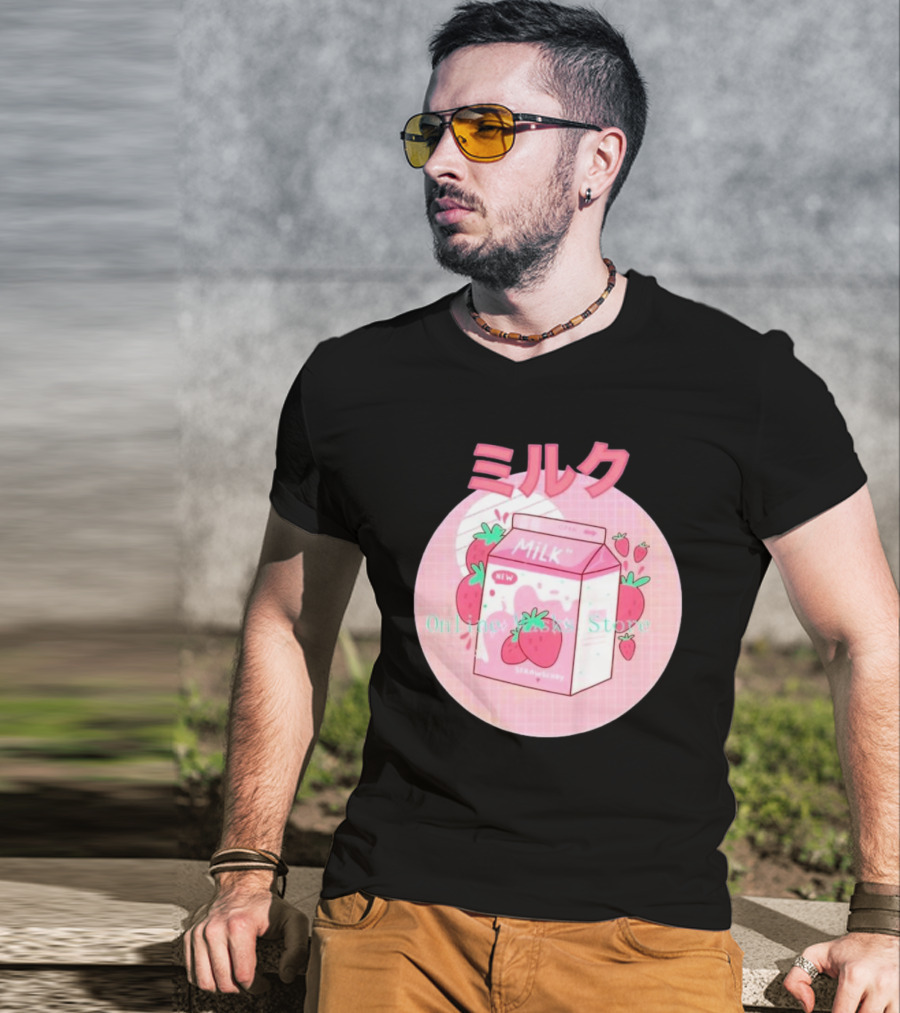 Strawberry Pink Milk Carton 90s ミルク Online Store T-Shirt