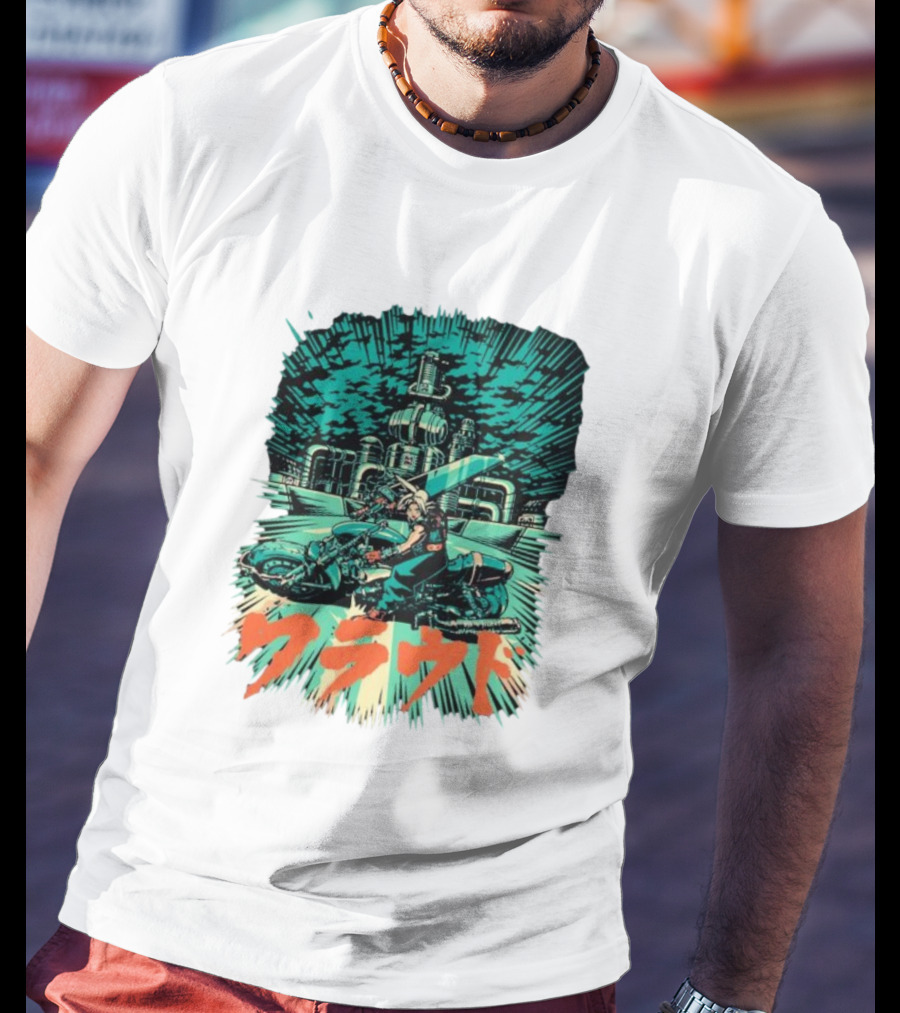 Cloud Motorcycle Slide PixelEyeBat Midgar Scene T-Shirt
