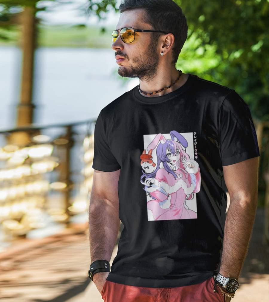 Punkalopi Gamer Supps クレイジーウサギ Bunny Anime Character T-Shirt
