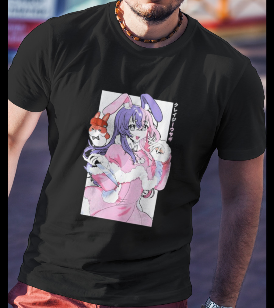 Punkalopi Gamer Supps クレイジーウサギ Bunny Anime Character T-Shirt