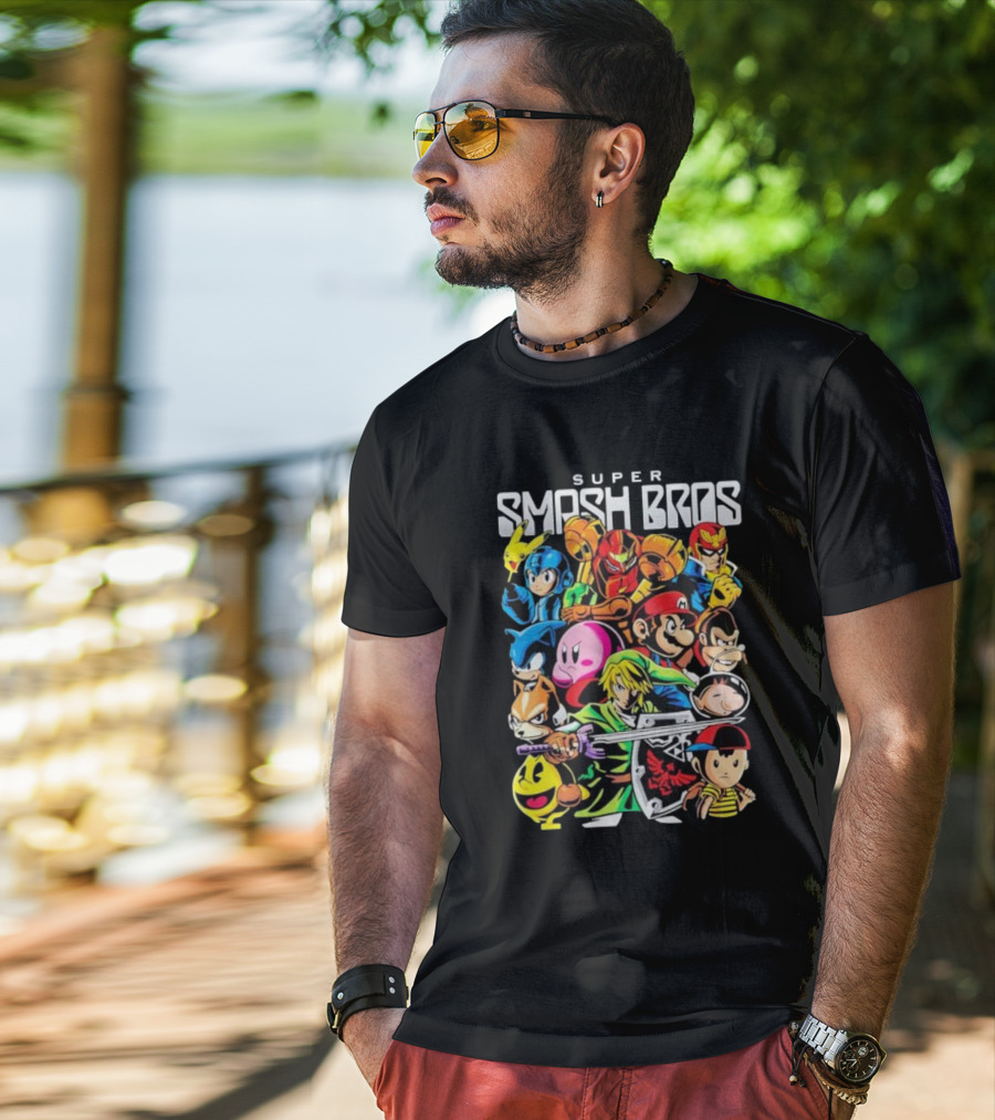 Super Smash Bros Iconic Video Game Characters Draculabyte Wario64 T-Shirt
