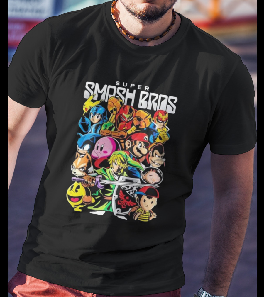 Super Smash Bros Iconic Video Game Characters Draculabyte Wario64 T-Shirt