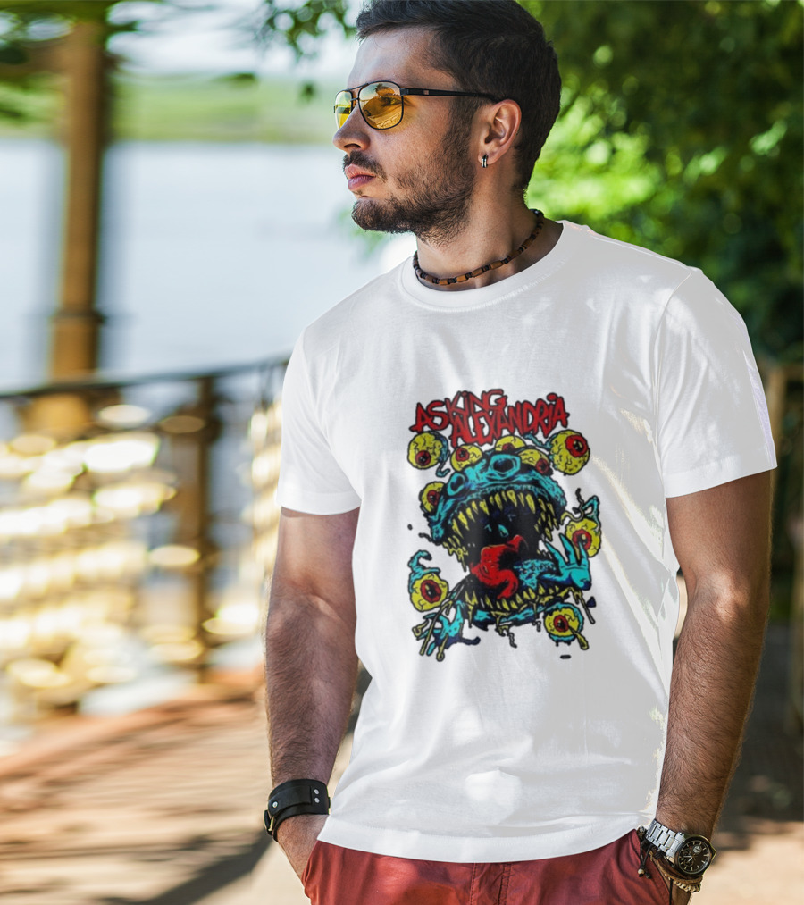Asking Alexandria Eyeball Monster With Multiple Eyes And Fanged Mouth T-Shirt