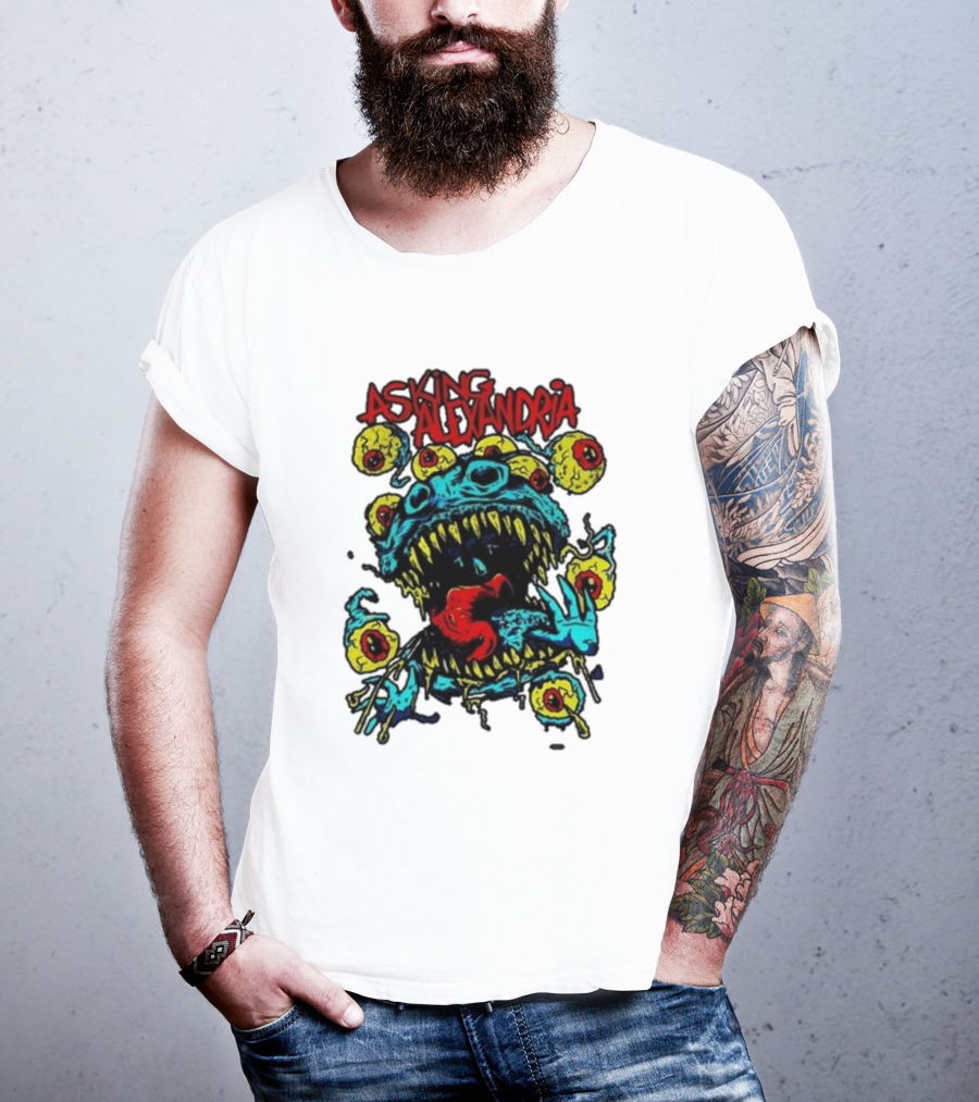 Asking Alexandria Eyeball Monster With Multiple Eyes And Fanged Mouth T-Shirt