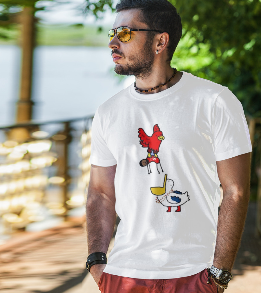 Atlanta Hawks Trade Dejounte Murray Featuring Cartoon Red Hawk Flying Over Pelican T-Shirt