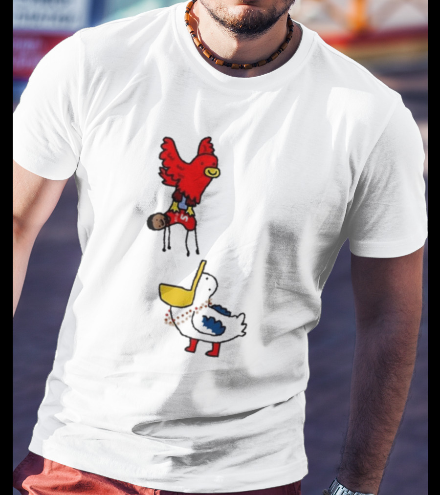 Atlanta Hawks Trade Dejounte Murray Featuring Cartoon Red Hawk Flying Over Pelican T-Shirt