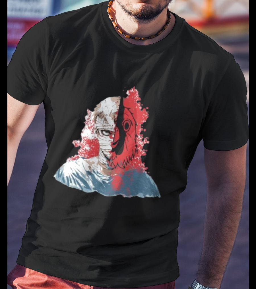 Hospital Jacket Escape Graphic Red Splatter Masked Face T-Shirt