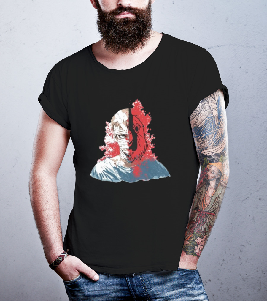 Hospital Jacket Escape Graphic Red Splatter Masked Face T-Shirt