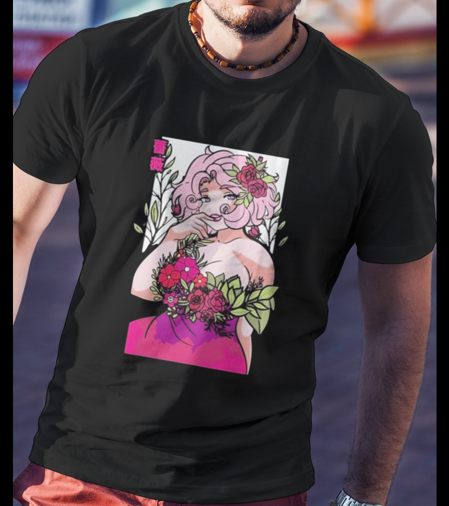 Ph1lza Game Supp Floral Anime Character T-Shirt