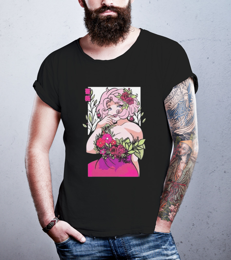 Ph1lza Game Supp Floral Anime Character T-Shirt