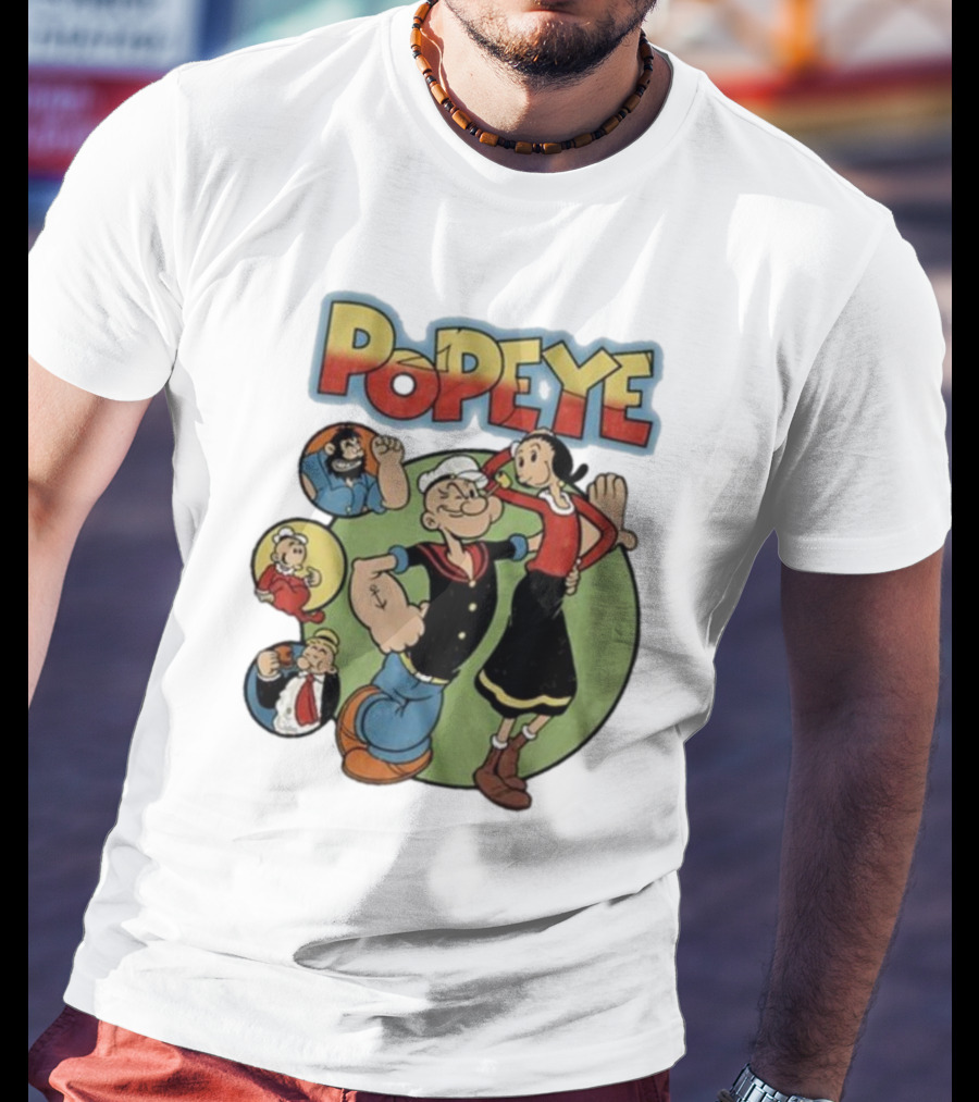 Popeye And Olive Oyl Cartoon Characters Sailor Spinach Classic Animation T-Shirt