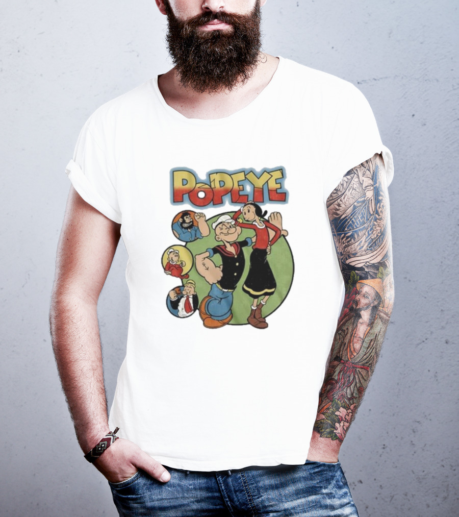 Popeye And Olive Oyl Cartoon Characters Sailor Spinach Classic Animation T-Shirt